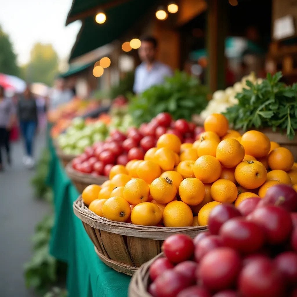 Fruits et légumes de saison sur un marché